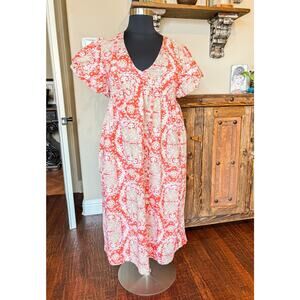 Maeve Dress XL Anthropologie Flutter Sleeve Babydoll Salmon Orange Beach Summer